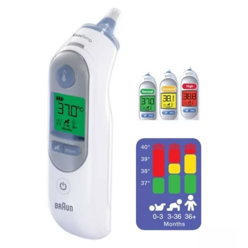 Braun ThermoScan 7 nuotolinio jutiklio baltas ausinis termometras