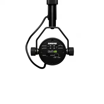 Studijinis dinaminis mikrofonas Shure SM7DB — laidinis XLR, kardioidinis, 50–20000 Hz, 150 Ω, phantom 48V, juodas