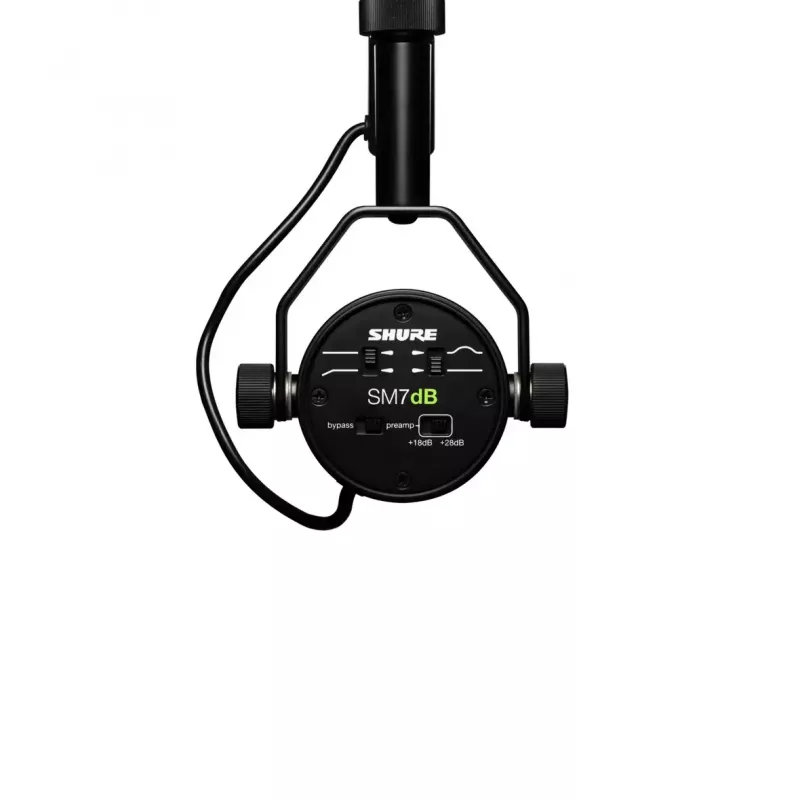 Studijinis dinaminis mikrofonas Shure SM7DB — laidinis XLR, kardioidinis, 50–20000 Hz, 150 Ω, phantom 48V, juodas
