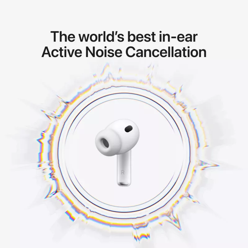 Ausinės „Apple AirPods Pro“ (3 kartos) — belaidės į ausis, H2 lustas, IP57, USB‑C įkrovimo dėklas, ANC, skaidrumo režimas