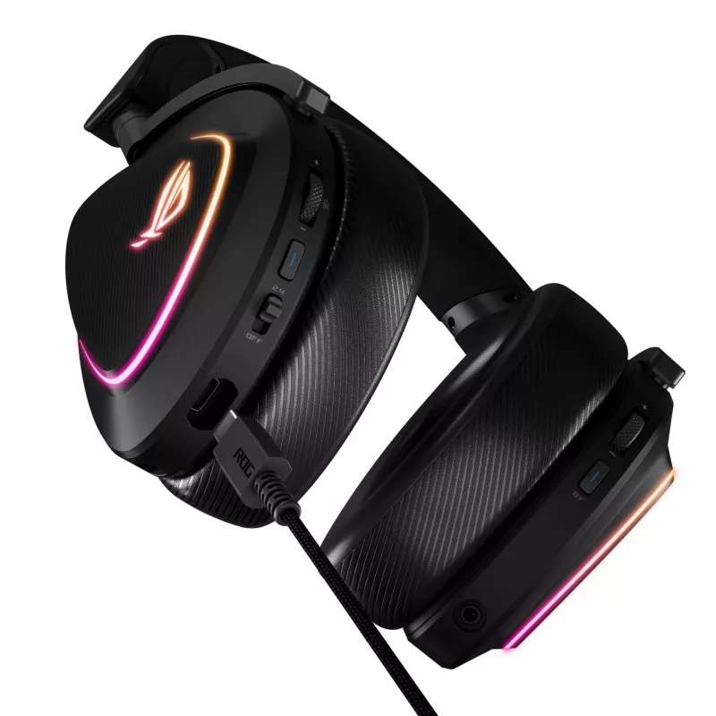 ASUS ROG DELTA II ausinės laidinės ir belaidės, ant galvos, žaidimams, USB Type-C, Bluetooth, juodos