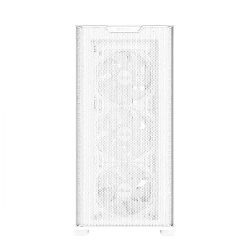 PC korpusas ASUS A21 PLUS Micro ATX baltas — palaiko Micro ATX/Mini-ITX, 3x120mm priekiniai ventiliatoriai, 1x120mm galinis, 360mm priekinis radiatorius, GPU iki 380 mm