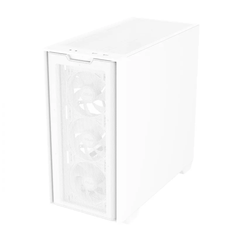 PC korpusas ASUS A21 PLUS Micro ATX baltas — palaiko Micro ATX/Mini-ITX, 3x120mm priekiniai ventiliatoriai, 1x120mm galinis, 360mm priekinis radiatorius, GPU iki 380 mm