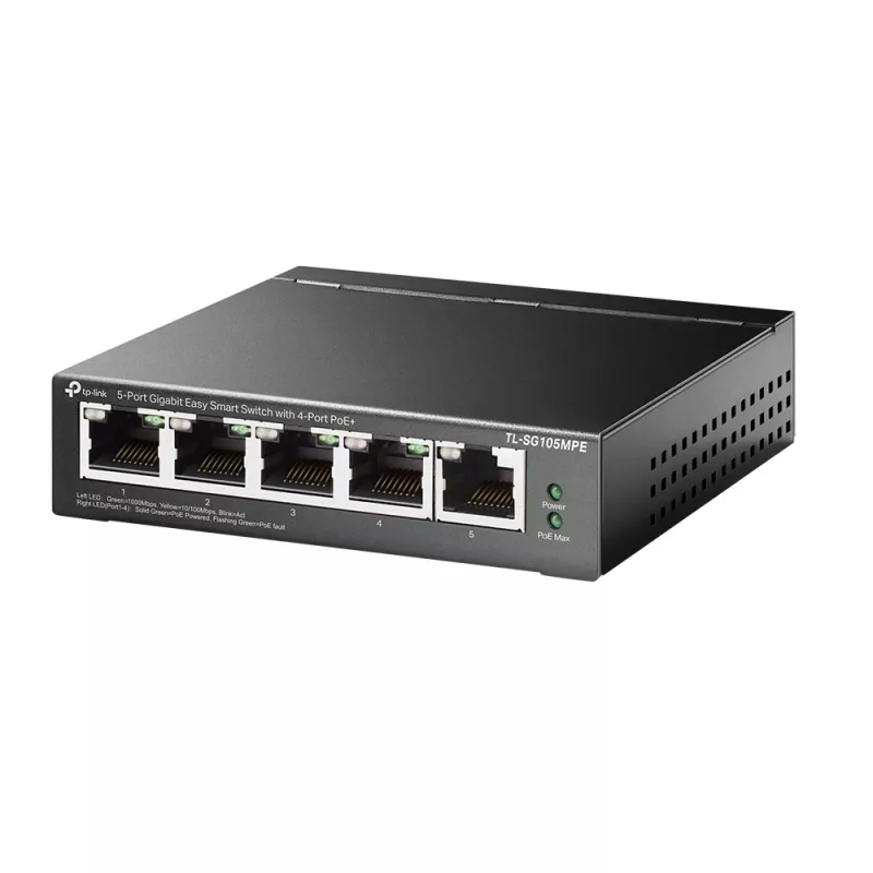 TP-Link 5 prievadų Gigabit Easy Smart Switch su 4 prievadais PoE+, L2, Gigabit Ethernet (10/100/1000), maitinimas per Ethernet (PoE)