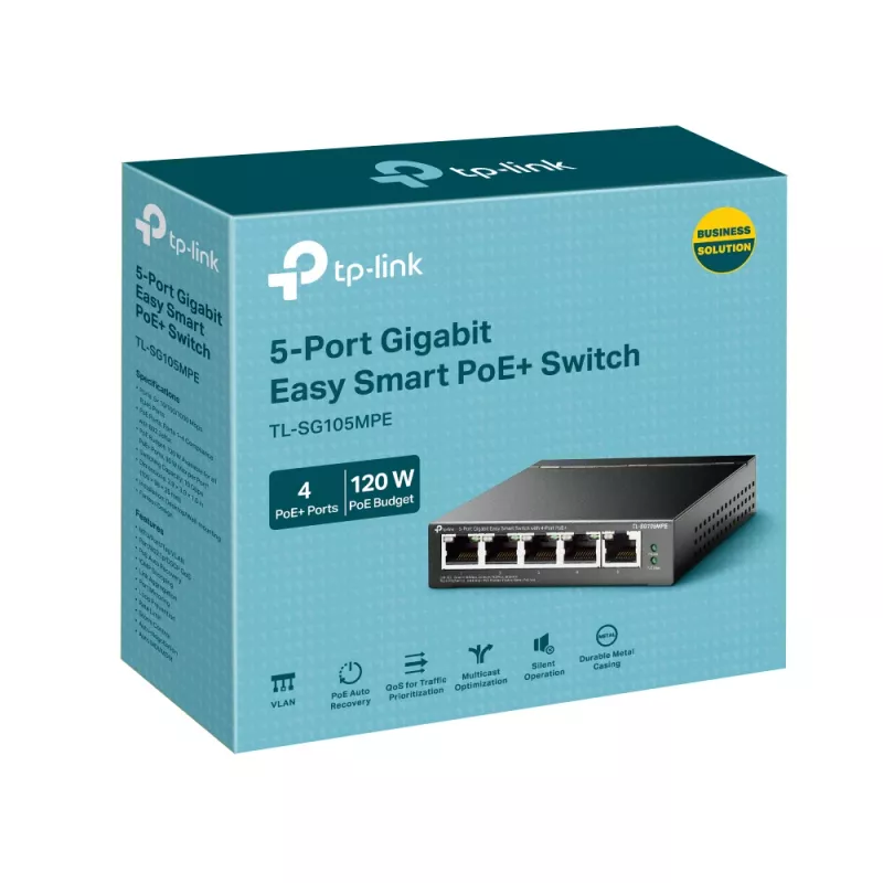 TP-Link 5 prievadų Gigabit Easy Smart Switch su 4 prievadais PoE+, L2, Gigabit Ethernet (10/100/1000), maitinimas per Ethernet (PoE)