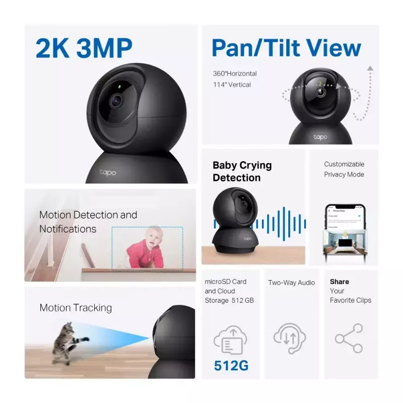 TP-Link Tapo Pan/Tilt namų apsaugos Wi-Fi kamera