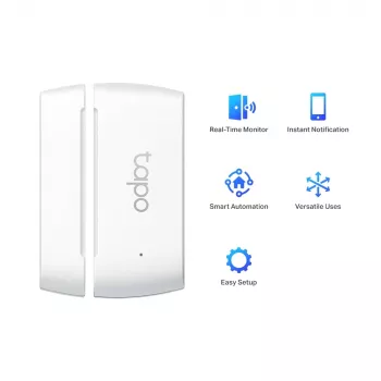 TP-Link Tapo išmanusis kontaktų jutiklis, belaidis, baltas, 922 MHz, durims/langams, 0–40 °C, CR2032
