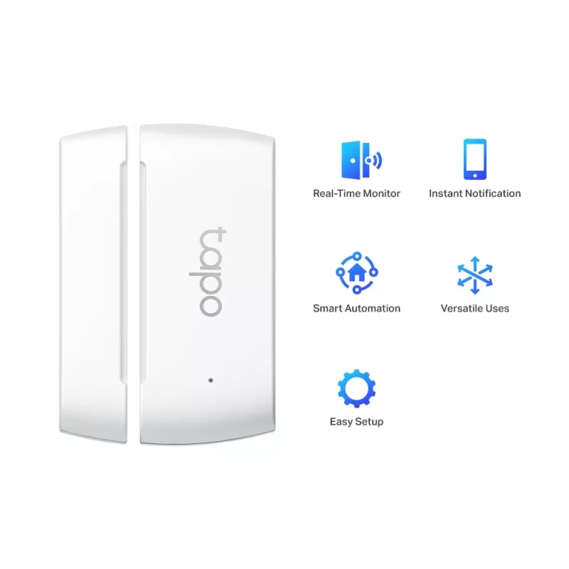 TP-Link Tapo išmanusis kontaktų jutiklis, belaidis, baltas, 922 MHz, durims/langams, 0–40 °C, CR2032
