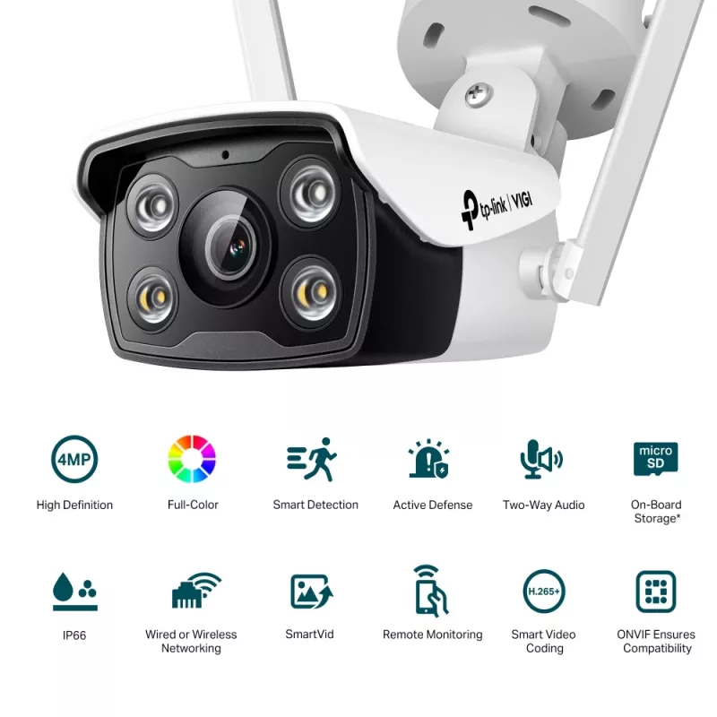 TP-Link VIGI 4MP lauko visų spalvų Wi-Fi apskrita tinklo kamera