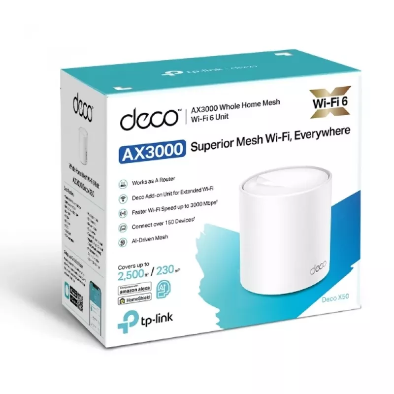 „Mesh“ belaidžio tinklo įrenginys TP-Link AX3000 dviejų juostų „Wi-Fi 6“