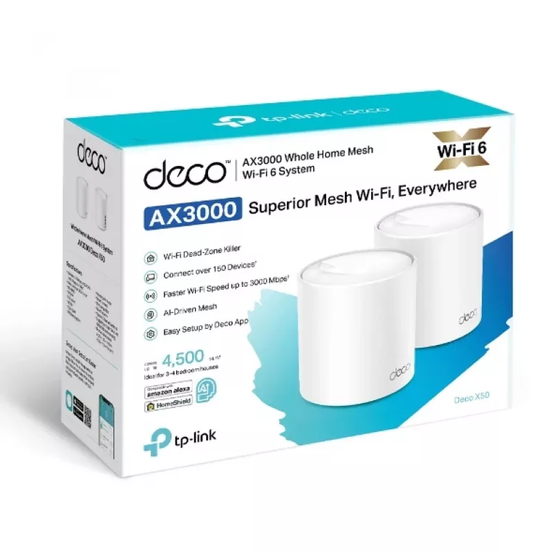 TP-Link AX3000 viso namo „Mesh“ WiFi 6 sistema 2.4 GHz 5 GHz