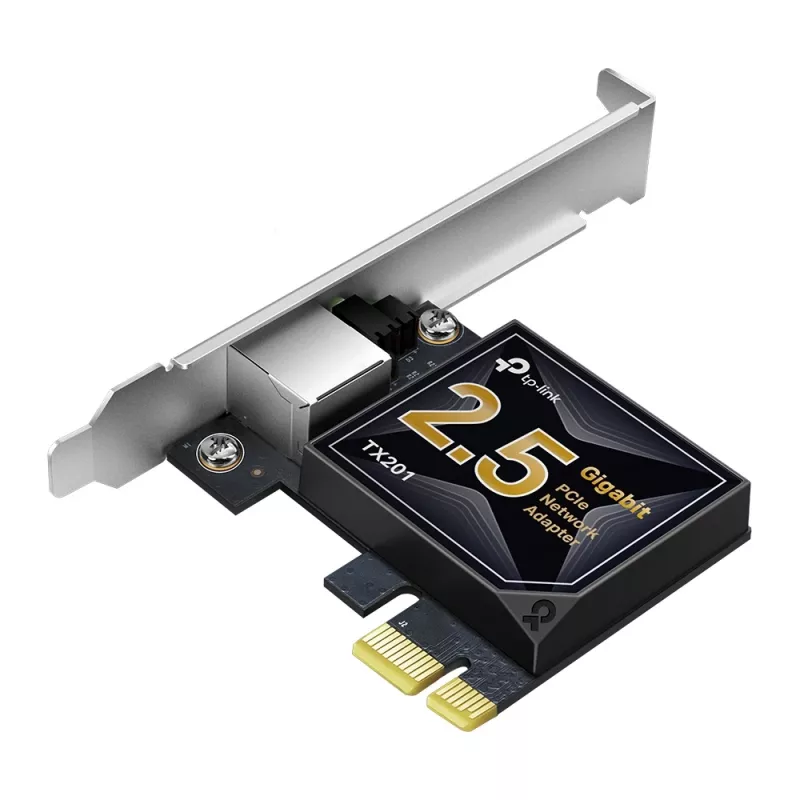 TP-Link 2.5 Gigabit PCIe tinklo adapteris, vidinis, laidinis, PCI Express, Ethernet, 2500 Mbit/s, juoda, pilka