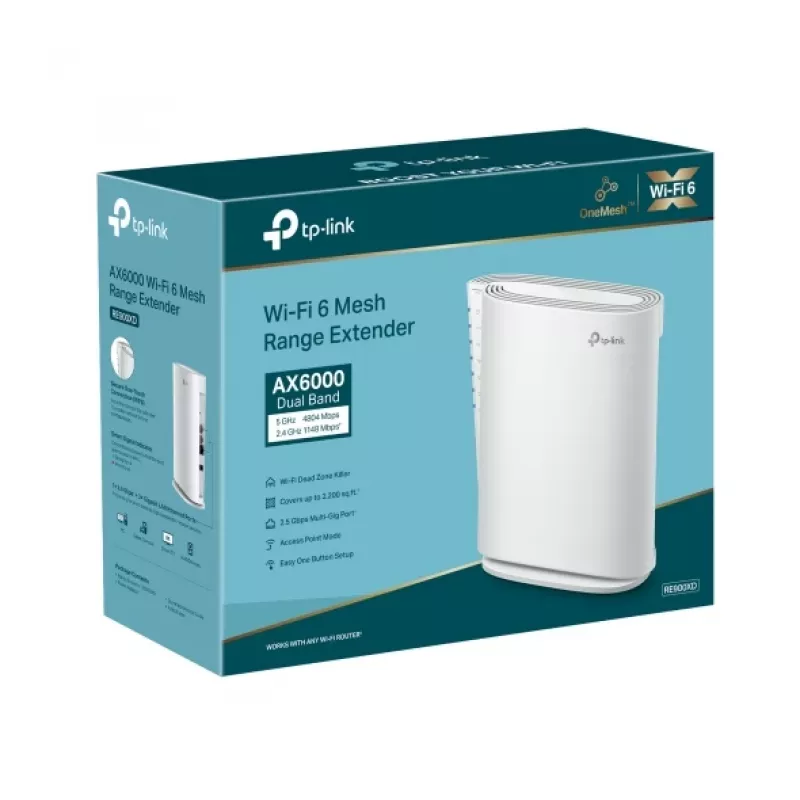 TP-Link RE900XD tinklo plėstuvas, tinklo siųstuvas, baltas, 10, 100, 1000, 2500 Mbit/s