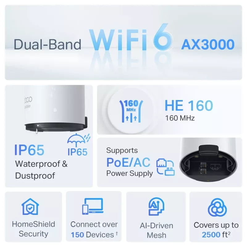 TP-Link AX3000 lauko / vidaus „Mesh“ Wi-Fi 6 įrenginys