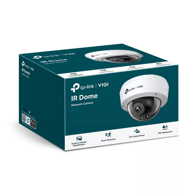 TP-Link VIGI 4MP IR kupolinė tinklo kamera, IP apsaugos kamera, vidaus ir lauko, laidinė, CE, BSMI, VCCI, ONVIF, lubos/siena, juoda, balta