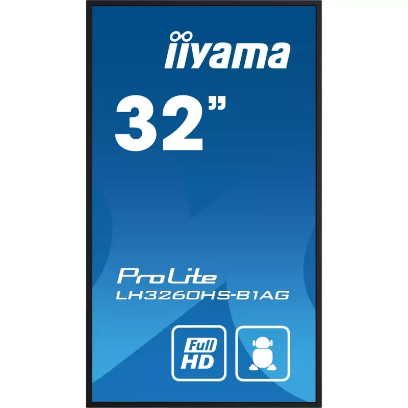 IIYAMA LH3260HS-B1AG Skelbimų ekranas Skaitmeninis A-board 80 cm (31,5 colio) LED Wi-Fi 500 cd/m² Full HD Juodas Integruotas procesorius Android 11 24/7