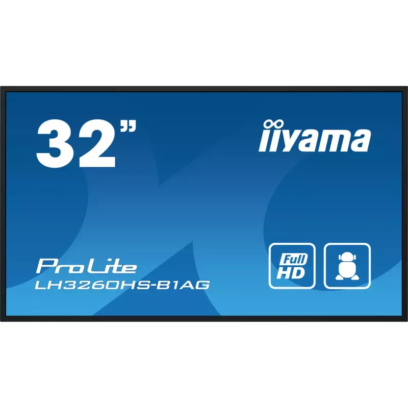 IIYAMA LH3260HS-B1AG Skelbimų ekranas Skaitmeninis A-board 80 cm (31,5 colio) LED Wi-Fi 500 cd/m² Full HD Juodas Integruotas procesorius Android 11 24/7