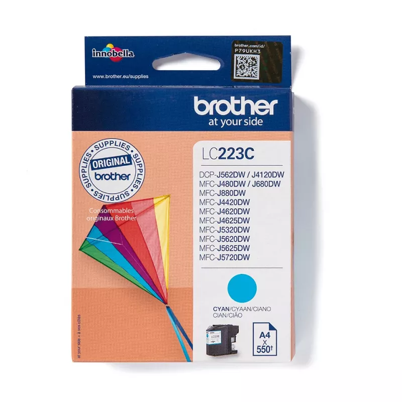 „Brother LC223C“ rašalo kasetė, 1 vnt., Originali, žydra