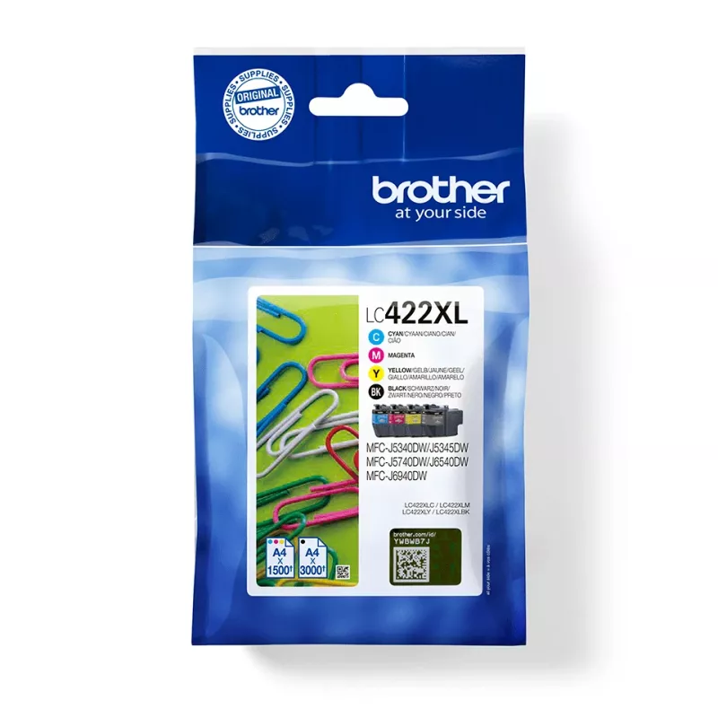 Brother LC422XLVAL rašalo kasetė 4 vnt. Originali Juoda, Žydra, Purpurinė, Geltona