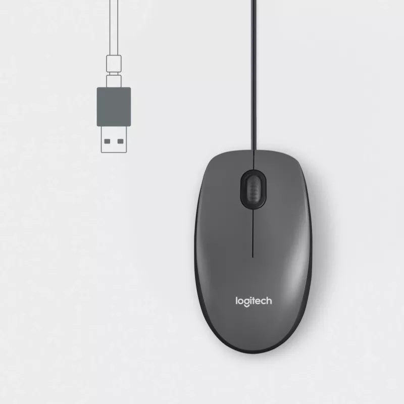 LOGITECH Mouse M100 - USB - Juoda