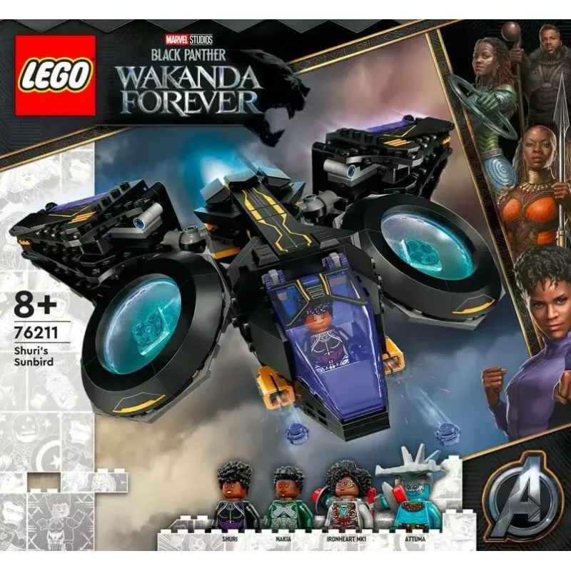 LEGO Marvel rinkinys 76211 Shuri laivas — statomas žaidimų rinkinys su mini figūrėlėmis