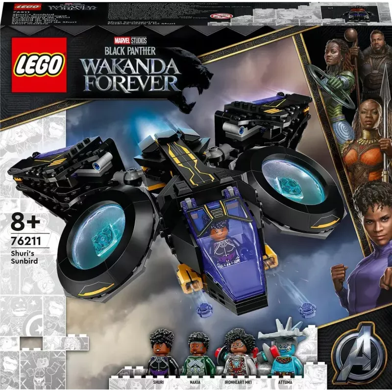 LEGO Marvel rinkinys 76211 Shuri laivas — statomas žaidimų rinkinys su mini figūrėlėmis