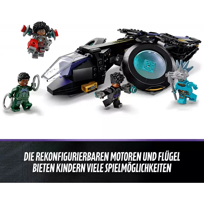 LEGO Marvel rinkinys 76211 Shuri laivas — statomas žaidimų rinkinys su mini figūrėlėmis