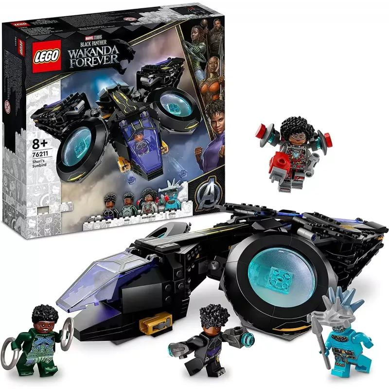 LEGO Marvel rinkinys 76211 Shuri laivas — statomas žaidimų rinkinys su mini figūrėlėmis