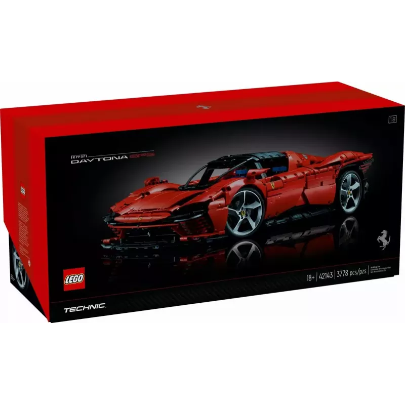 LEGO Technic konstravimo rinkinys Ferrari Daytona SP3 1:8 mastelio, 3 778 detalės, raudonas, 6.99 kg
