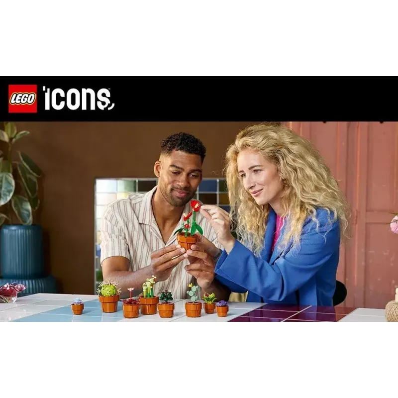 LEGO Icons Mini Plants rinkinys 10329 — 9 pastatomų mažų augalų modelių, 758 detalės, nuo 18 metų