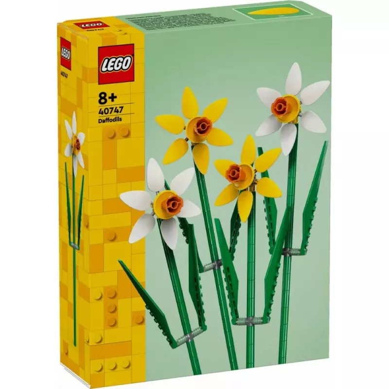 Konstruktorius LEGO Iconic Daffodils statybos rinkinys 40747 — 216 dalių, 300 mm gėlės modelis