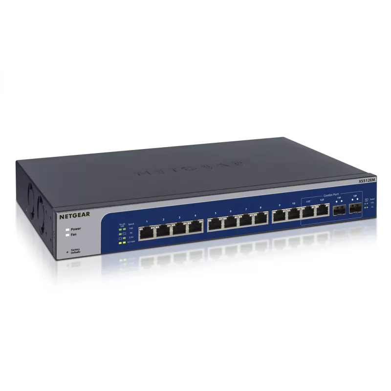 NETGEAR XS512EM valdomas L2 10G Ethernet (100/1000/10000) 1U mėlynas, pilkas