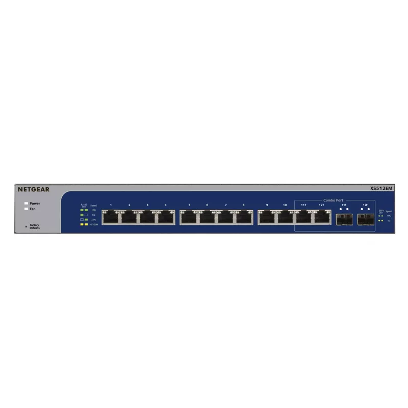 NETGEAR XS512EM valdomas L2 10G Ethernet (100/1000/10000) 1U mėlynas, pilkas