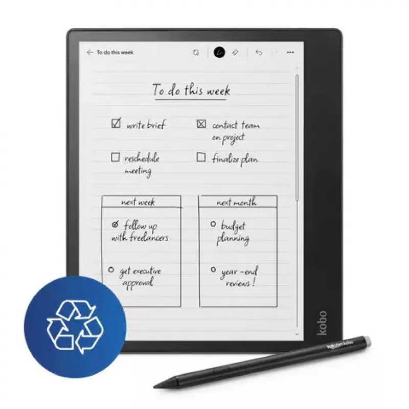 E-book reader Kobo Elipsa 2E — 10.3 inch E Ink Carta, 32 GB, Wi‑Fi, stylus, USB‑C, Juoda