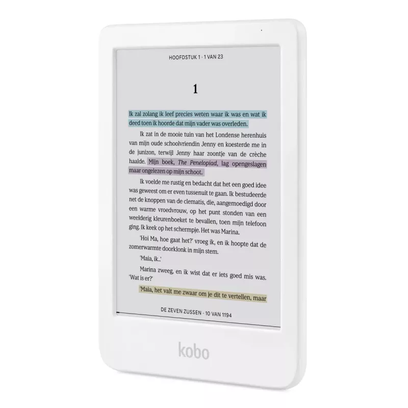 El. knygų skaitytuvas Kobo Clara Colour N367 — 6 colių E Ink Kaleido jutiklinis ekranas, 16 GB, Wi‑Fi, Bluetooth, baltas