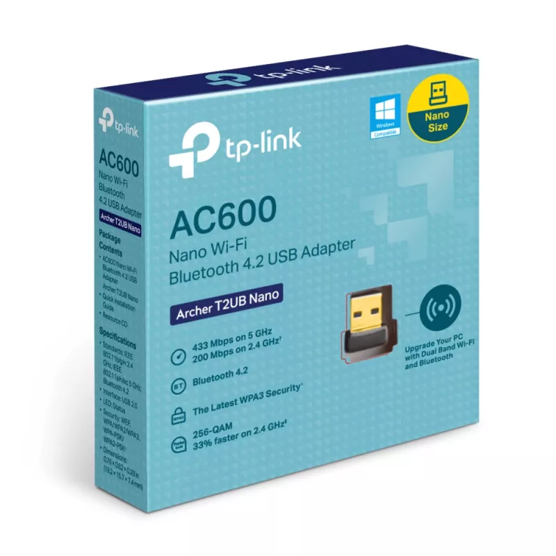 TP-Link AC600 Nano dviejų juostų Wi-Fi Bluetooth 4.2 USB adapteris
