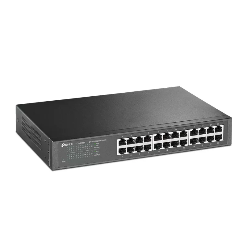 TP-Link 24 prievadų Gigabit darbalaukio/stovo tinklo jungiklis, nevaldomas, Gigabit Ethernet (10/100/1000), pilnas dupleksas, montavimas į stovą