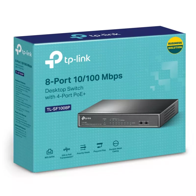 Nevaldomas komutatorius TP-Link TL-SF1008P 8 prievadų 10/100Mbps su PoE