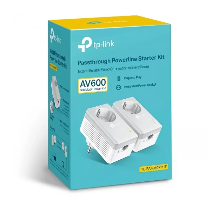 TP-Link Passthrough Powerline 600 pradinis rinkinys, TL-PA4010PKIT, 600 Mbit/s