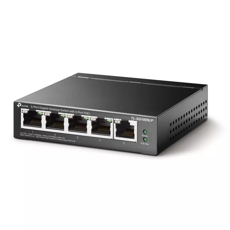 TP-Link TL-SG1005LP tinklo jungiklis Nevaldomas Gigabit Ethernet (10/100/1000) Maitinimas per Ethernet (PoE) Juoda