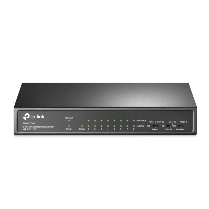 TP-Link 9 prievadų 10/100Mbps darbalaukio jungiklis su 8 prievadais PoE+