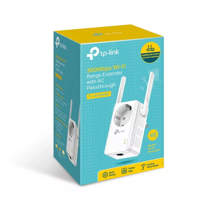 TP-Link TL-WA860RE PowerLine tinklo adapteris 300 Mbit/s Ethernet LAN Wi-Fi Baltas 1 vnt.