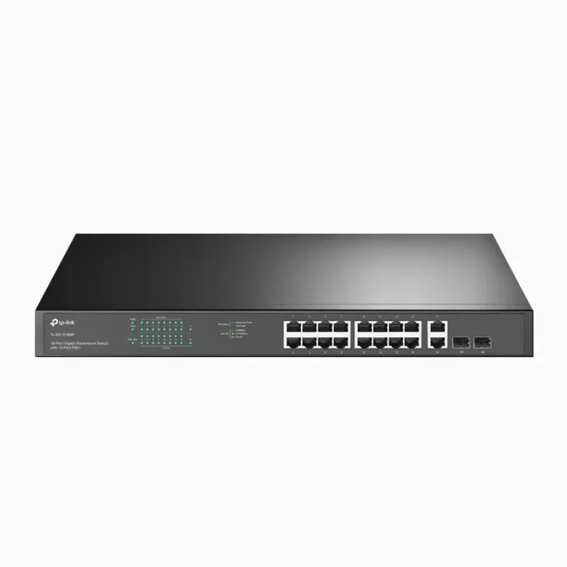 TP-Link 18 prievadų gigabito stovo montavimo jungiklis su 16 PoE+, nevaldomas, Gigabit Ethernet (10/100/1000), pilnas dupleksas, maitinimas per Ethernet (PoE), montavimas stove, 1U