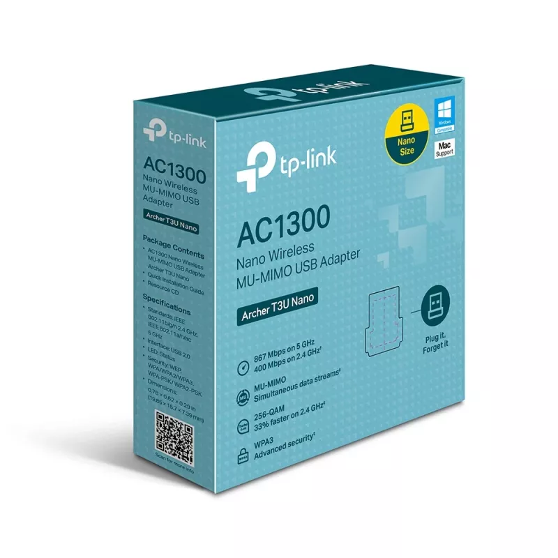 TP-Link AC1300 Nano Wireless MU-MIMO USB adapteris