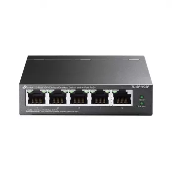 TP-Link 5 prievadų 10/100Mbps stalinis PoE komutatorius su 4 prievadais, nevaldomas, Fast Ethernet (10/100), pilnas dupleksas, Galia over Ethernet (PoE)