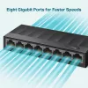 TP-Link 8 prievadų 10/100/1000Mbps darbalaukio tinklo jungiklis, nevaldomas, Gigabit Ethernet (10/100/1000), montuojamas ant sienos