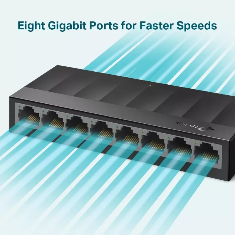 TP-Link 8 prievadų 10/100/1000Mbps darbalaukio tinklo jungiklis, nevaldomas, Gigabit Ethernet (10/100/1000), montuojamas ant sienos