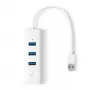 TP-Link UE330 nešiojamojo kompiuterio dokas/prievadų replikatorius laidinis USB 3.2 Gen 1 (3.1 Gen 1) Type-A baltas