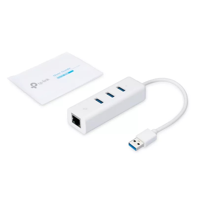 TP-Link UE330 nešiojamojo kompiuterio dokas / prievadų replikatorius, laidinis USB 3.2 Gen 1 (3.1 Gen 1) Type-A, baltas