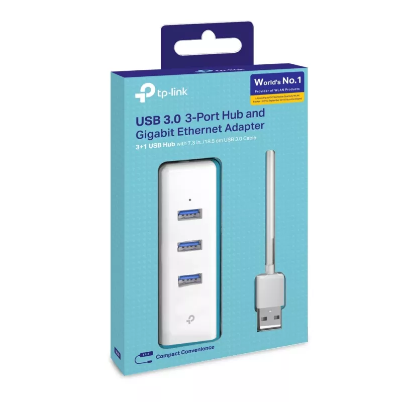 TP-Link UE330 nešiojamojo kompiuterio dokas / prievadų replikatorius, laidinis USB 3.2 Gen 1 (3.1 Gen 1) Type-A, baltas